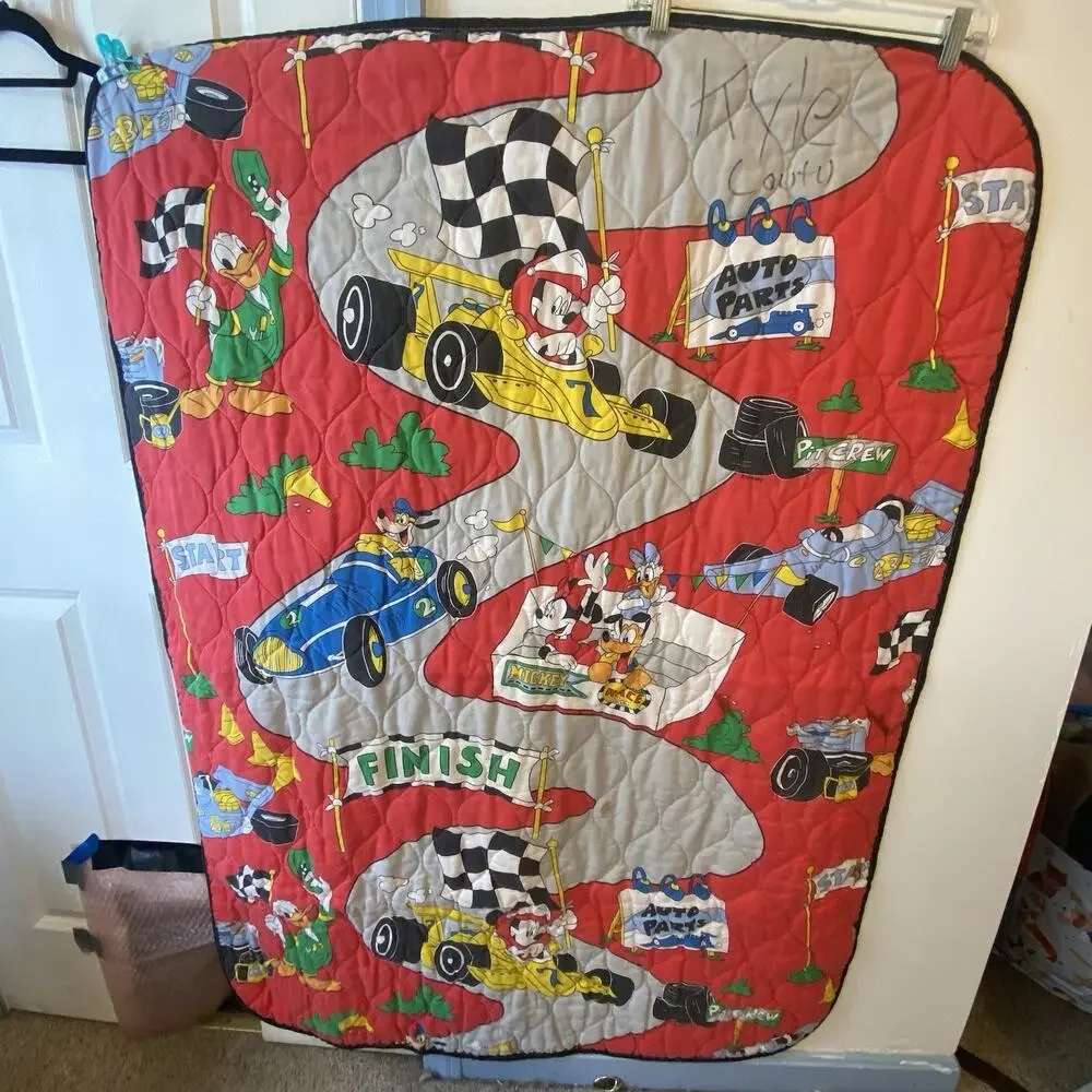 VTG 90s Disney Mickey Mouse & Friends Toddler Bedding Fitted Flat Sheets Blanket
